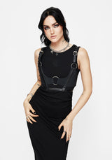 Fright Baumwolle Bestickt Gerafft Side Maxi Kleid