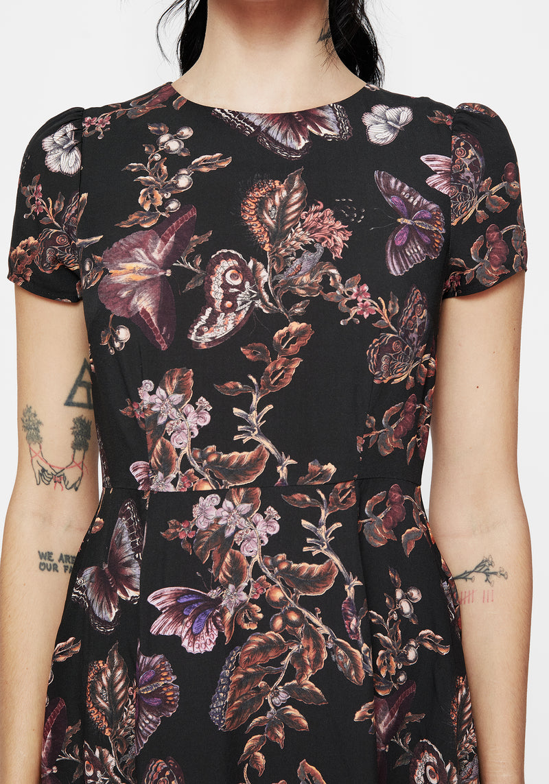 Eloise Blumenmuster Schmetterling Druck Mini Kleid