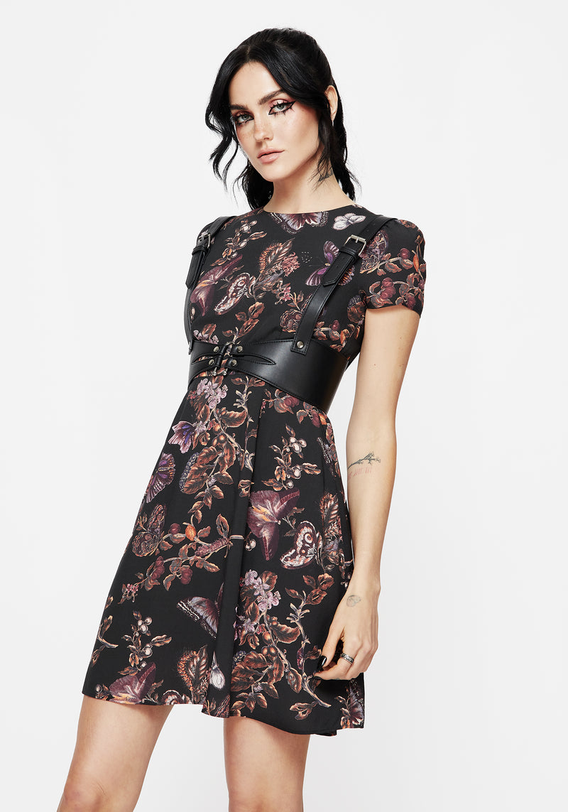 Eloise Blumenmuster Schmetterling Druck Mini Kleid