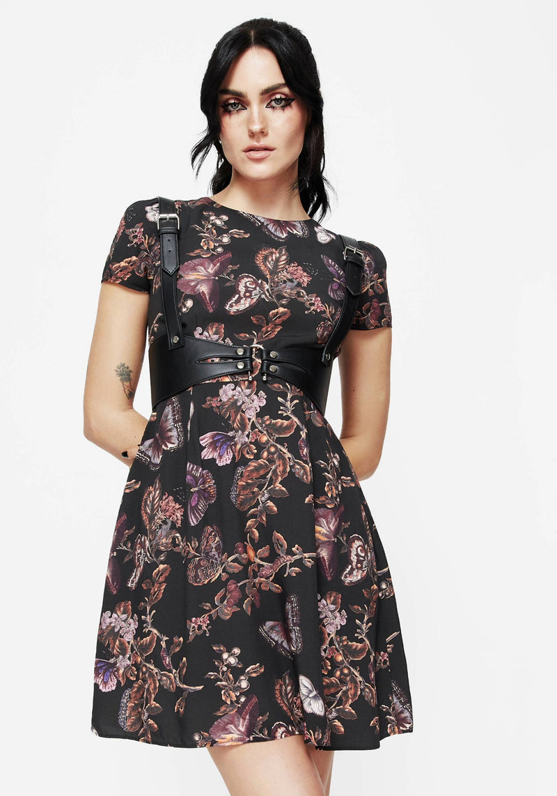 Eloise Blumenmuster Schmetterling Druck Mini Kleid
