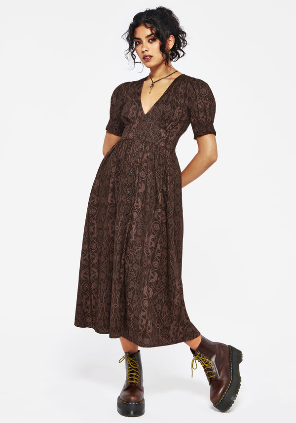 Fianna Midi Kleid - Braun