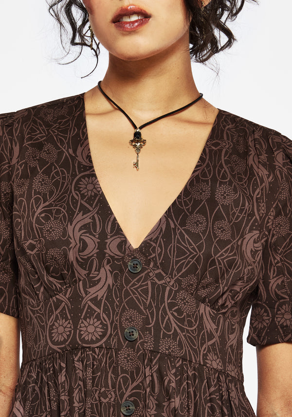 Fianna Midi Kleid - Braun