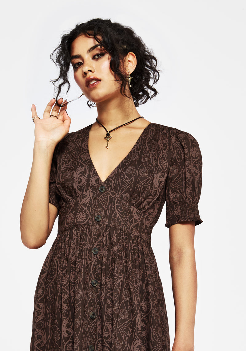 Fianna Midi Dress - Brown Disturbia Fianna Midi Dress - Brown Disturbia