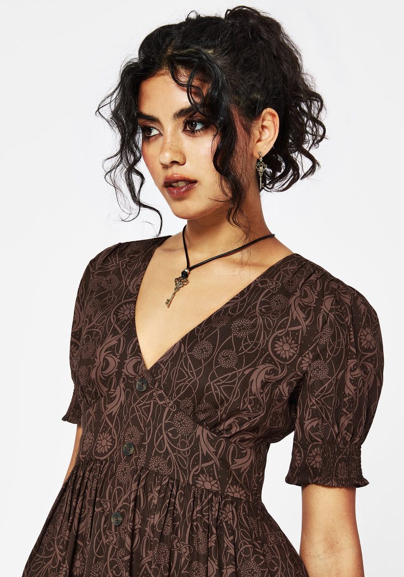 Fianna Midi Kleid - Braun