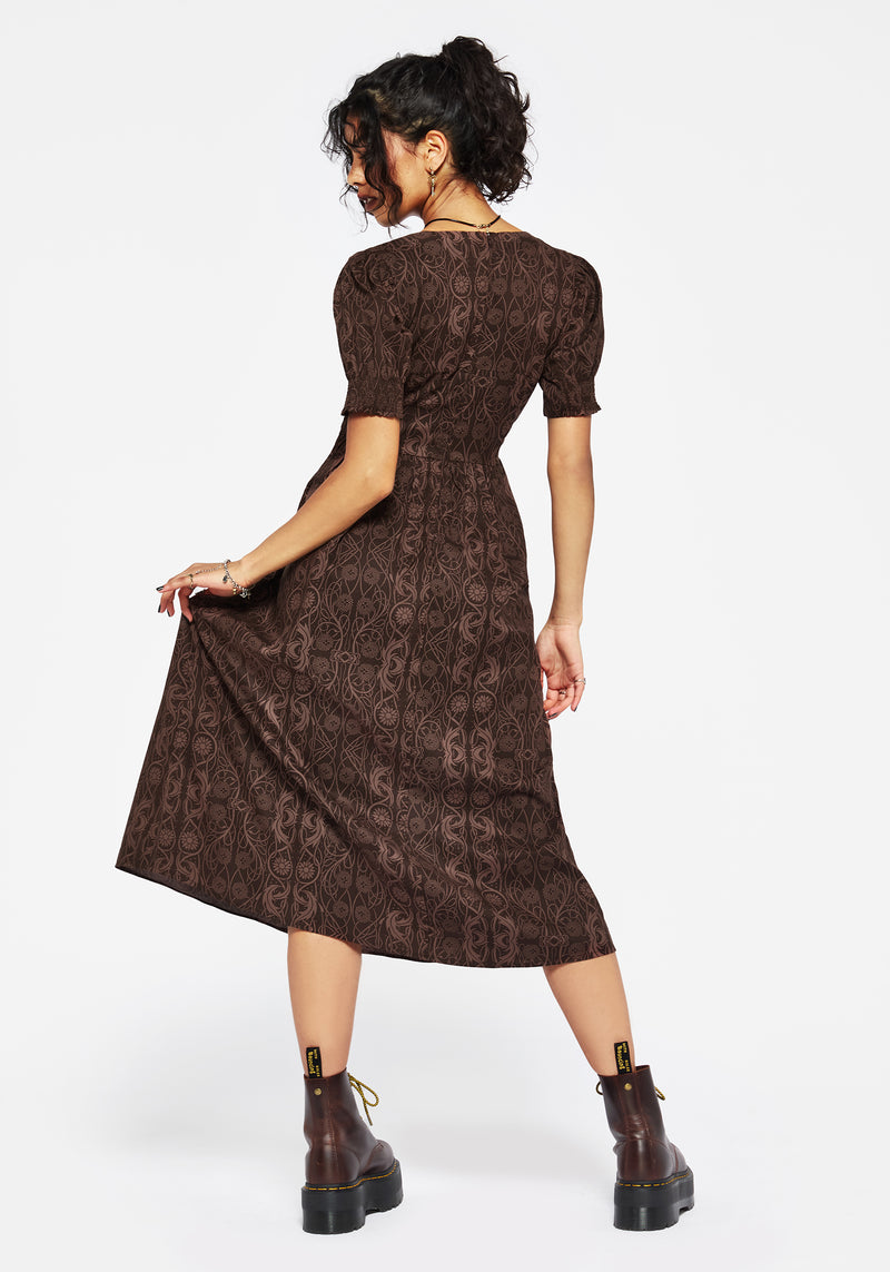 Fianna Midi Kleid - Braun
