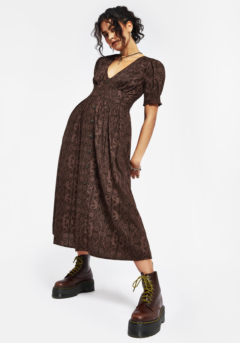 Fianna Midi Kleid - Braun
