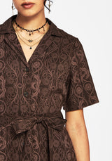 Fianna Knopf Vorderseite Mini Kleid - Braun