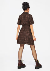 Fianna Knopf Vorderseite Mini Kleid - Braun