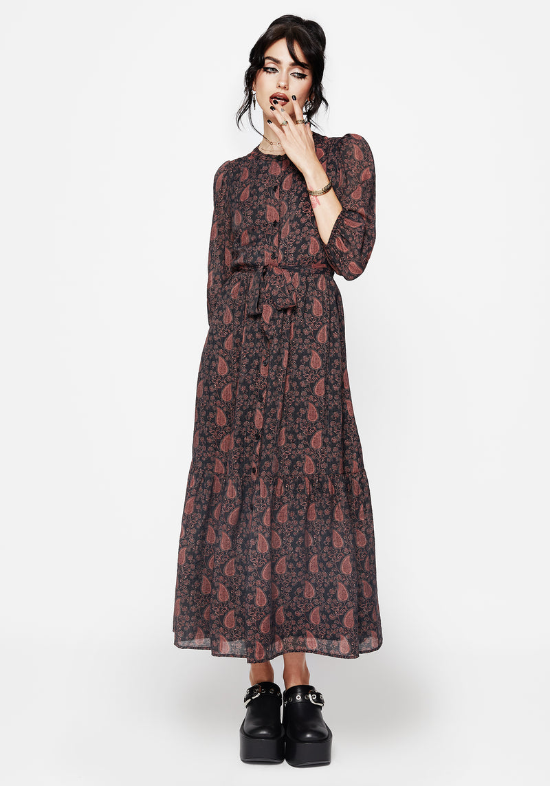 Isola Paisley Shift Midaxi Kleid