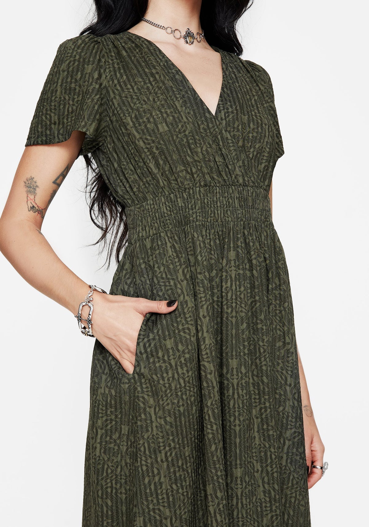 Francesca Bedruckt Wickel Over Midaxi Kleid