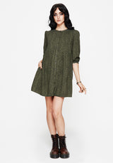 Francesca Bedruckt Knopf Hoch Rüsche Mini Kleid