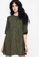 Francesca Bedruckt Knopf Hoch Rüsche Mini Kleid