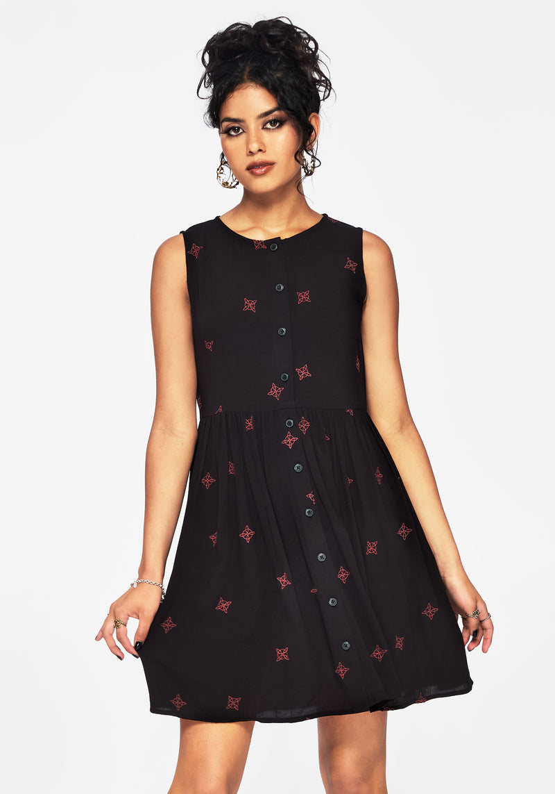 Sublime Witches Knot Bestickt Mini Kleid