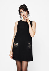 Griffinfly Bestickt Tasche Kordel Mini Kleid
