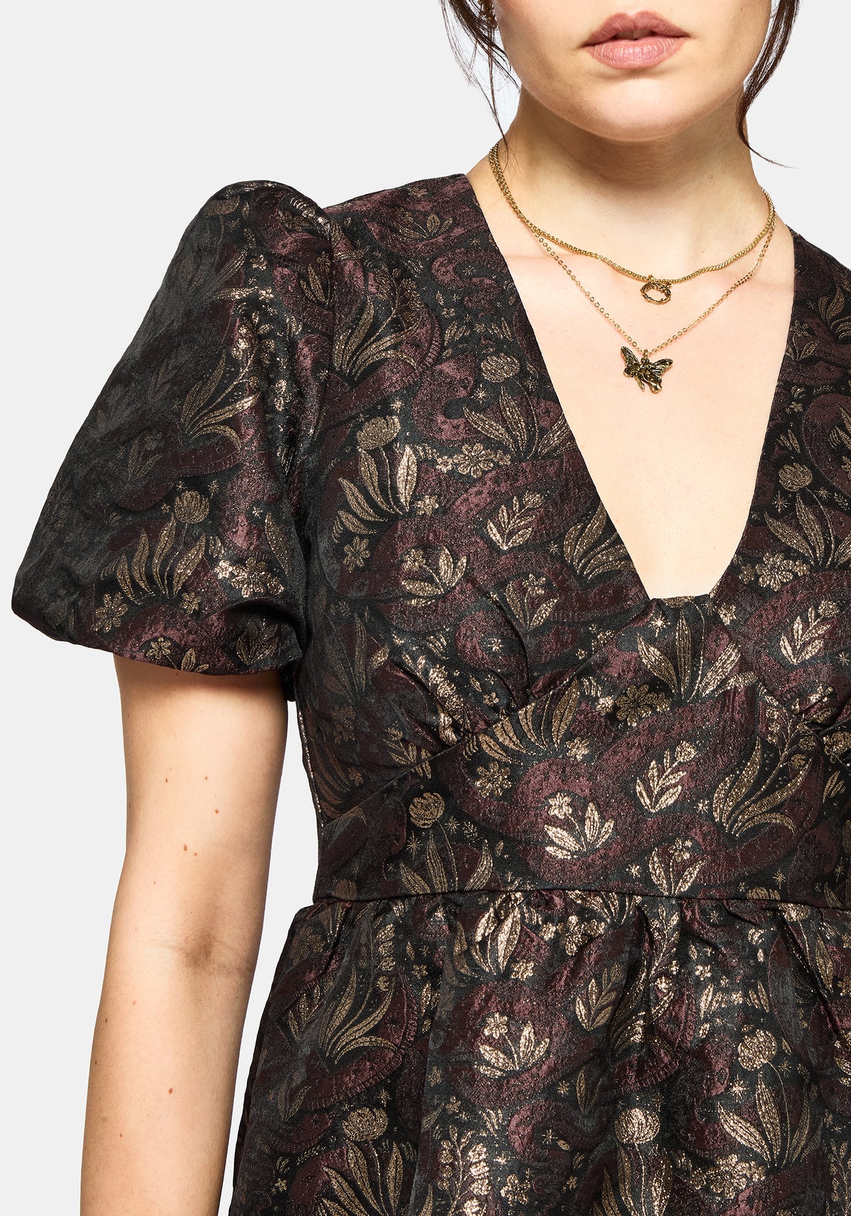 Rena Schlange Jacquard Mini Kleid - Braun