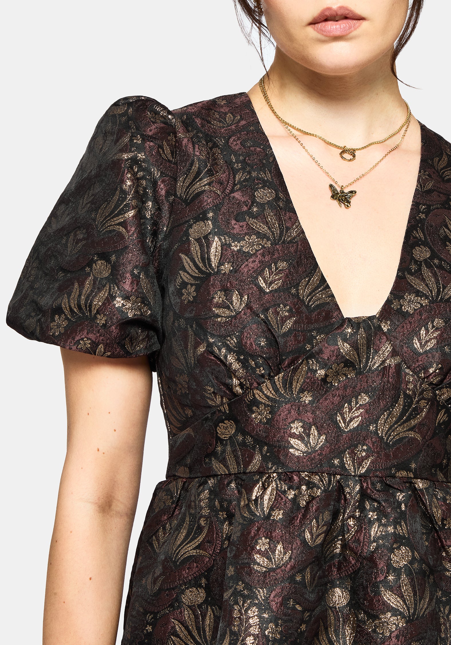 Rena Schlange Jacquard Mini Kleid - Braun