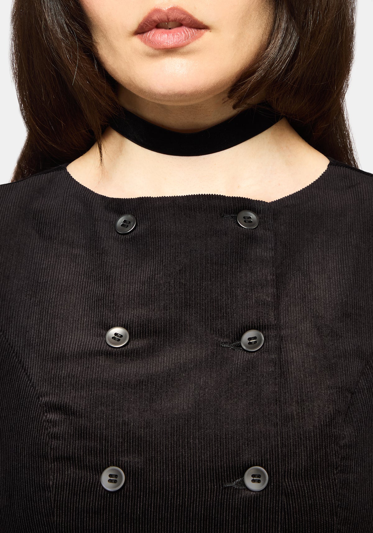 Mournia Kordel Knopf Hoch Mini Kleid