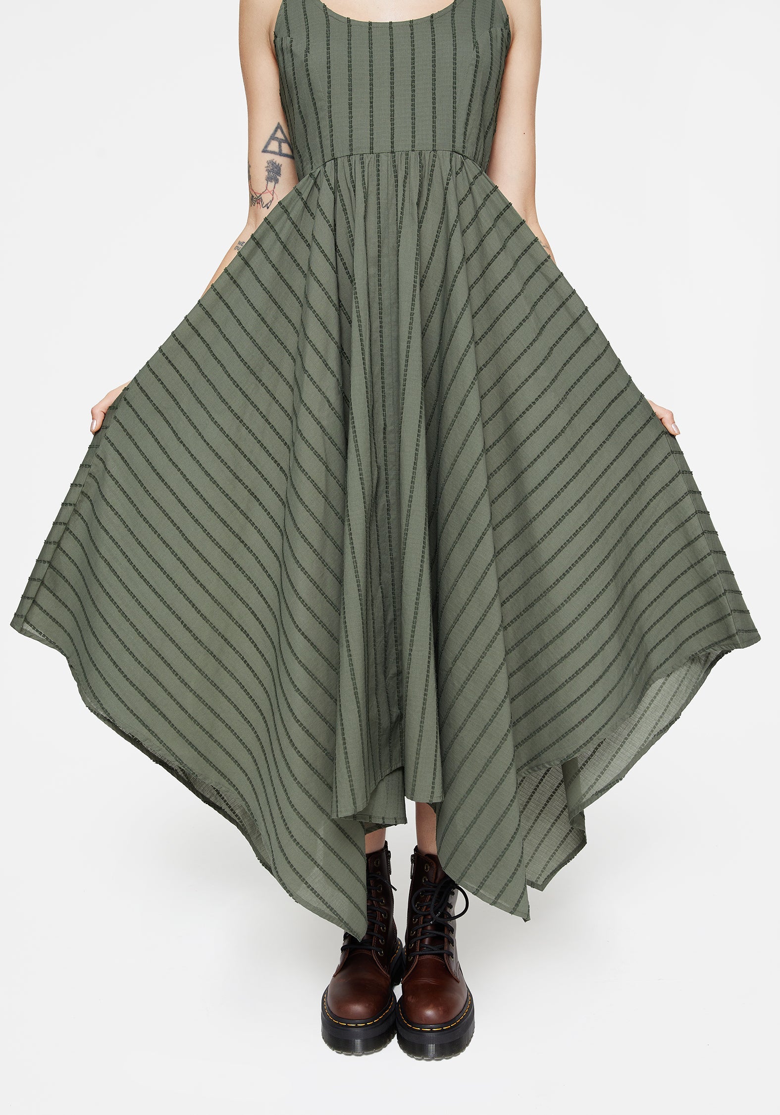 Blythe Baumwolle Taschentuch Saum Midaxi Kleid - Grün