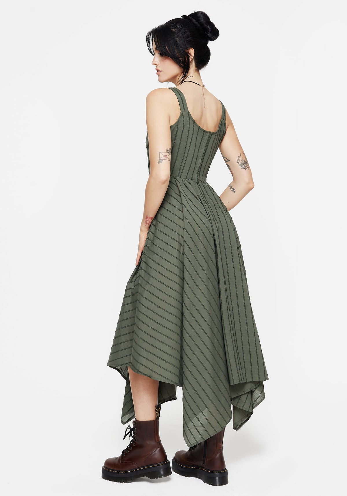 Blythe Baumwolle Taschentuch Saum Midaxi Kleid - Grün