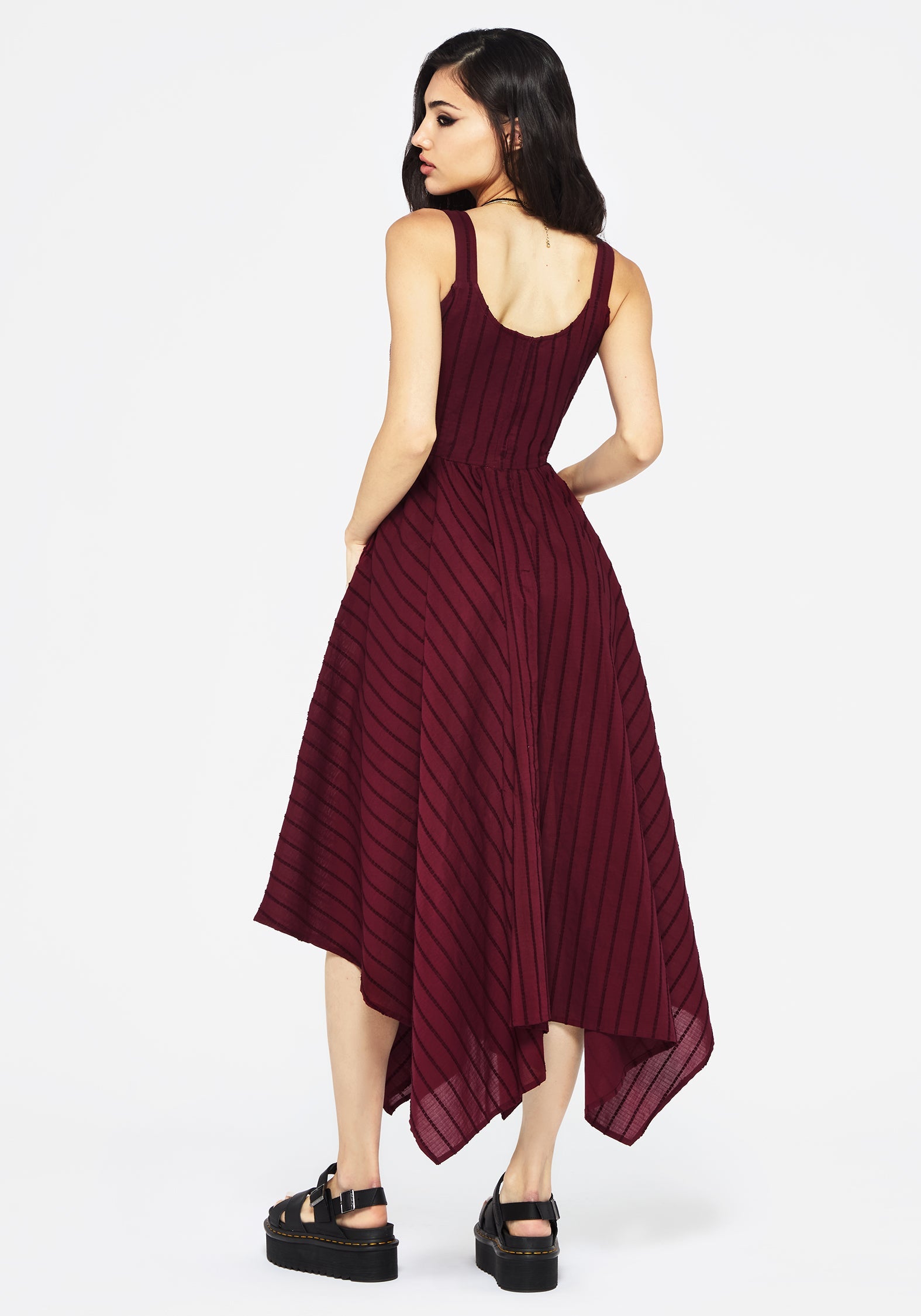 Blythe Baumwolle Taschentuch Saum Midaxi Kleid - Burgundy