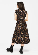 Luthien Baumwolle Bedruckt Knopf Hoch Midi Kleid