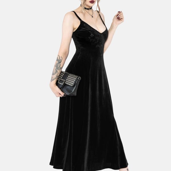 Opia Cami Beaded Embroidered Velour Midaxi Dress – Disturbia