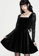 Vice Lace Sleeve Velour Mini Dress