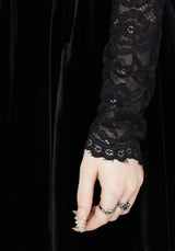 Vice Lace Sleeve Velour Mini Dress