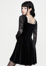 Vice Lace Sleeve Velour Mini Dress