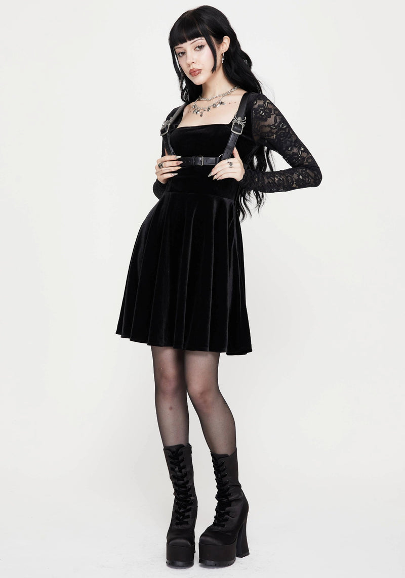 Vice Lace Sleeve Velour Mini Dress