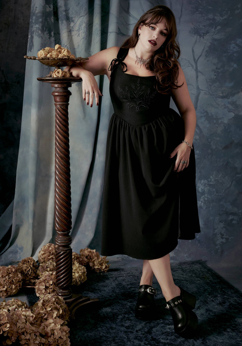 Cybele Bestickt Vorderseite Korsett Mieder Midi Kleid