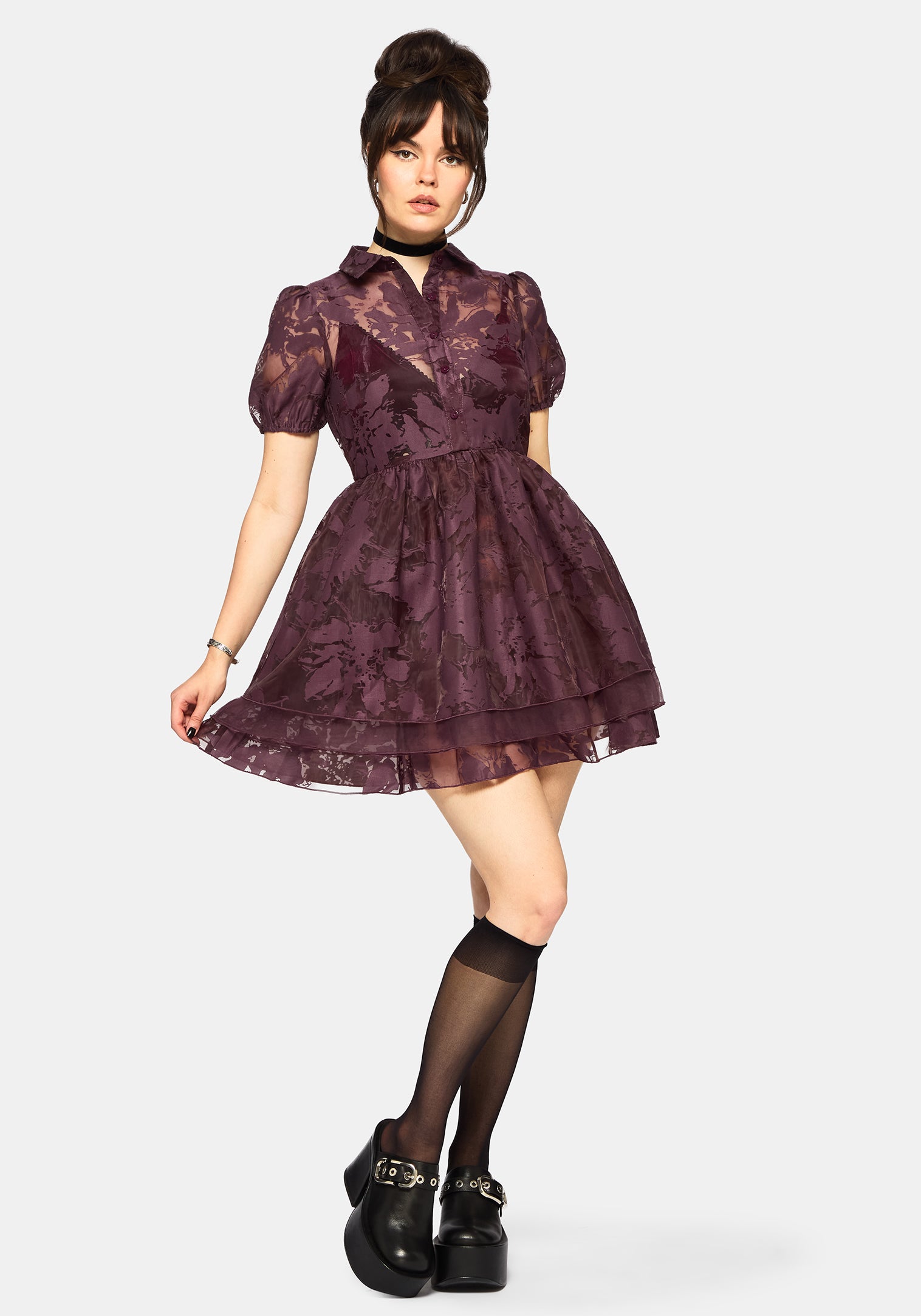 Spectre Gelagert Mini Hemd Kleid - Burgunderrot