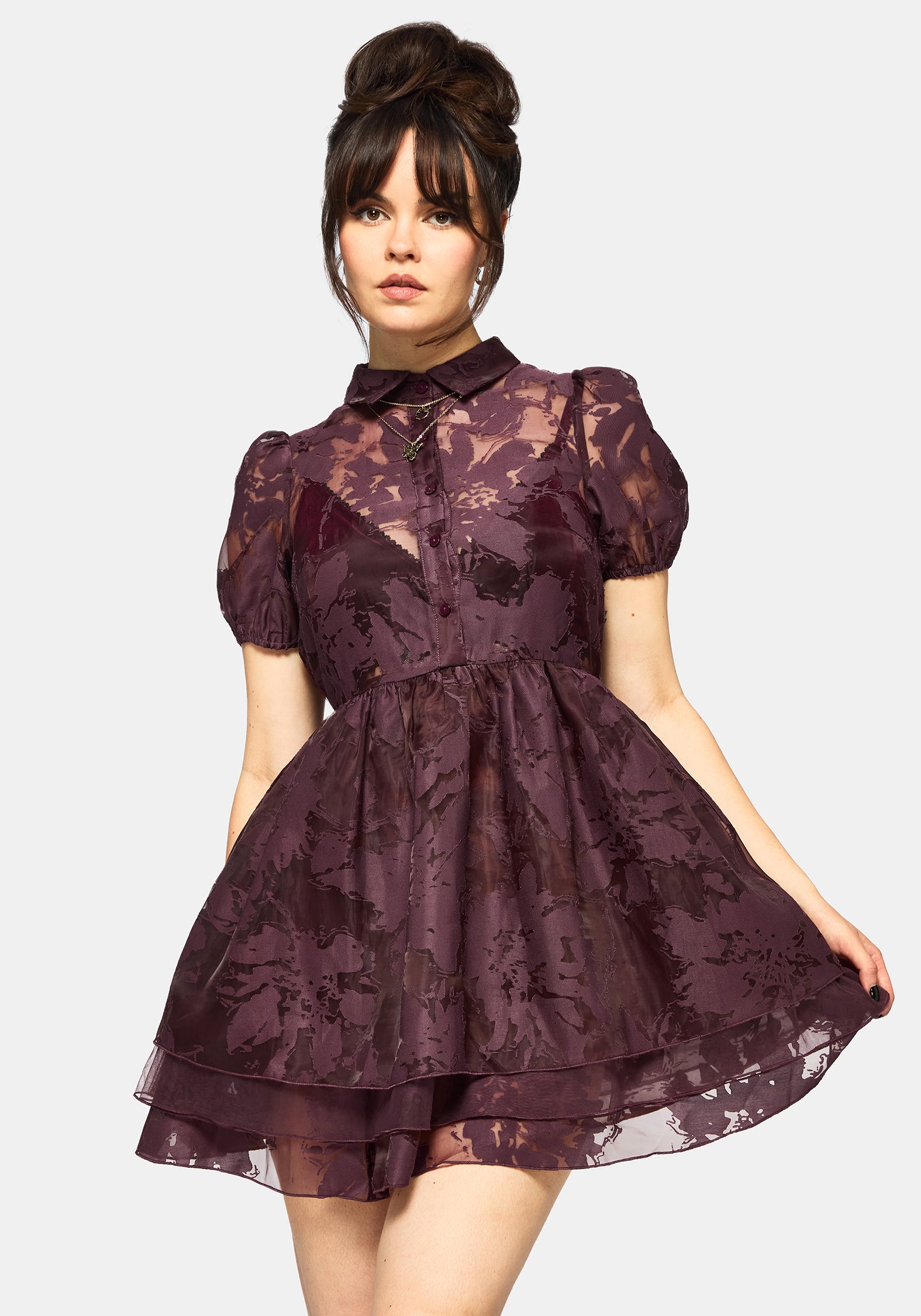 Spectre Gelagert Mini Hemd Kleid - Burgunderrot