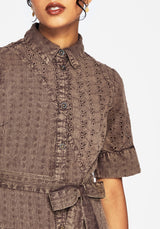 Summerisle Baumwolle Broderie Detail Krawatte Wickel Midi Hemd Kleid