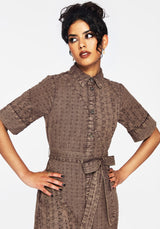 Summerisle Baumwolle Broderie Detail Krawatte Wickel Midi Hemd Kleid