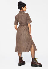 Summerisle Baumwolle Broderie Detail Krawatte Wickel Midi Hemd Kleid