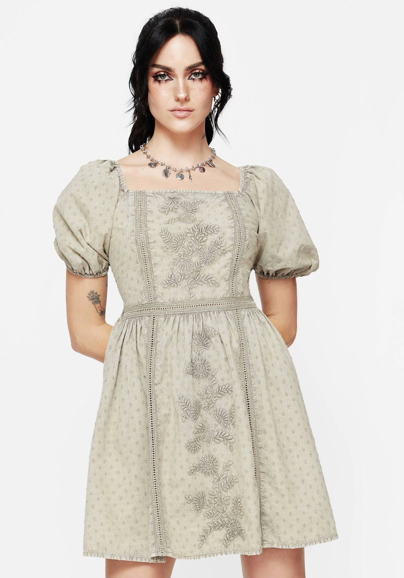 Caustic Baumwolle Rüsche Mini Kleid