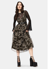 Stellar Vine Embroidery Midaxi Dress