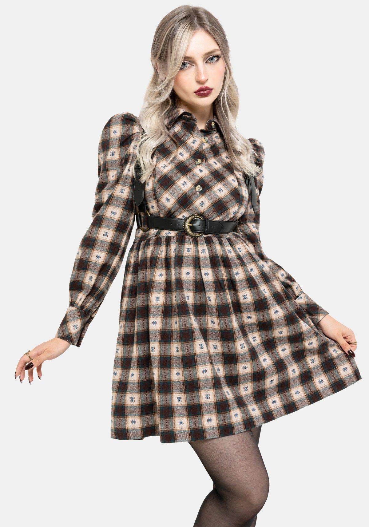 Emily Baumwolle Prüfen Mini Hemd Kleid