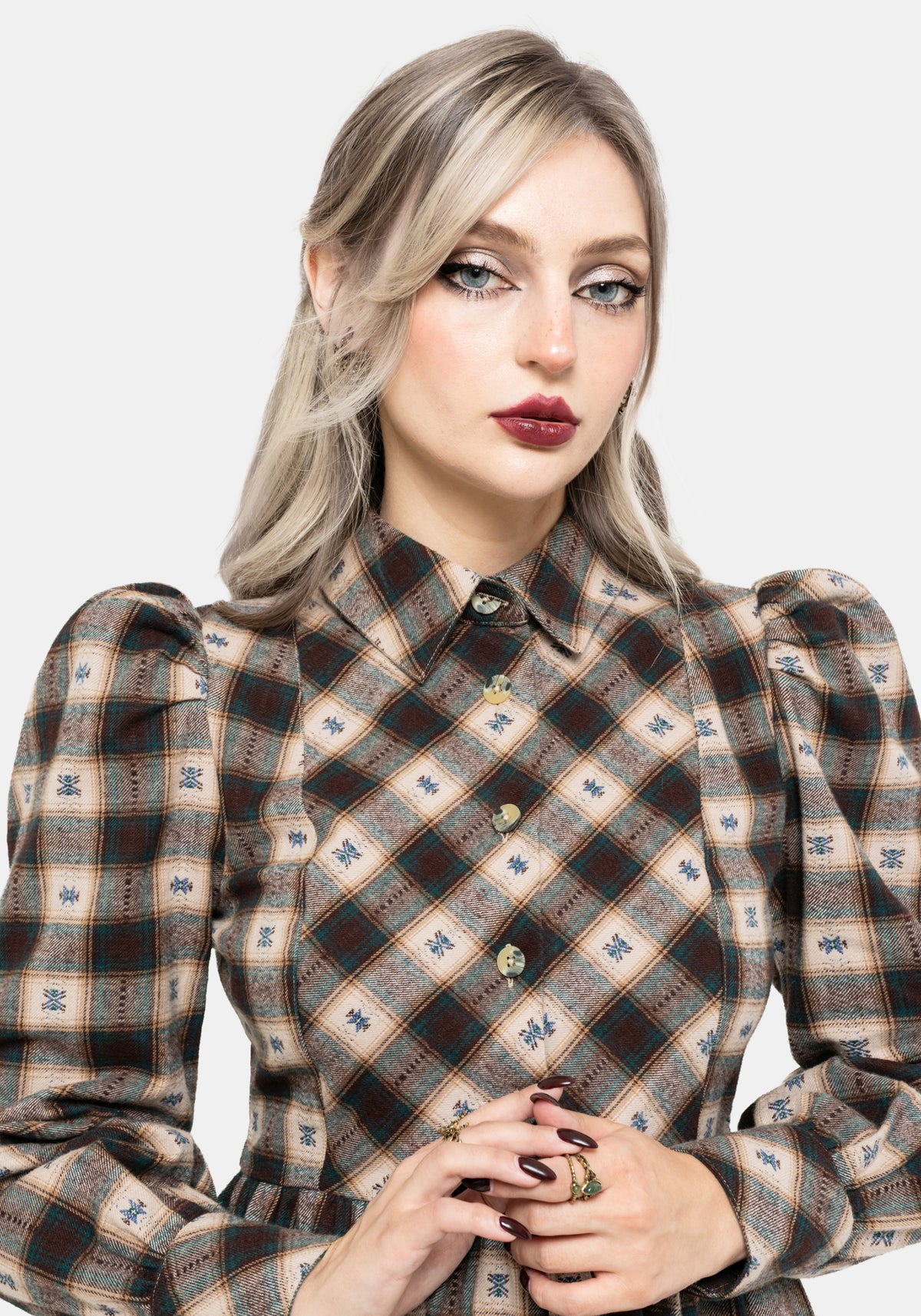 Emily Baumwolle Prüfen Mini Hemd Kleid