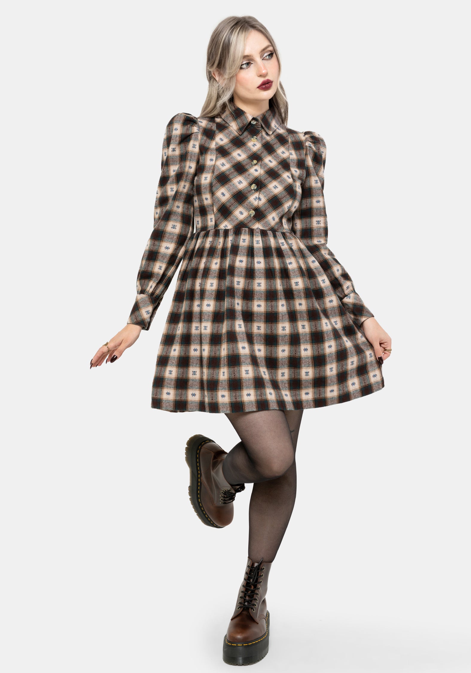 Emily Baumwolle Prüfen Mini Hemd Kleid