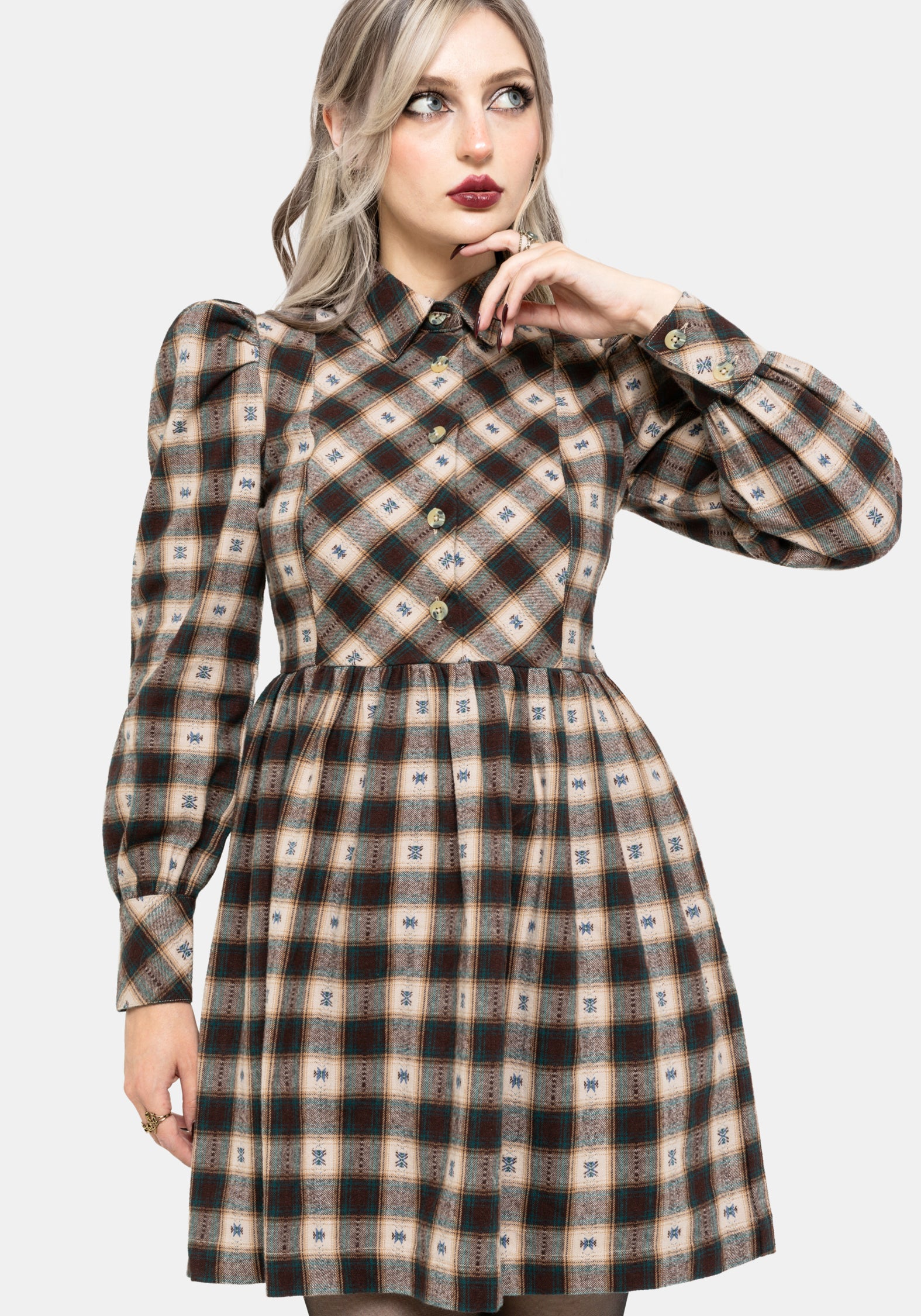 Emily Baumwolle Prüfen Mini Hemd Kleid