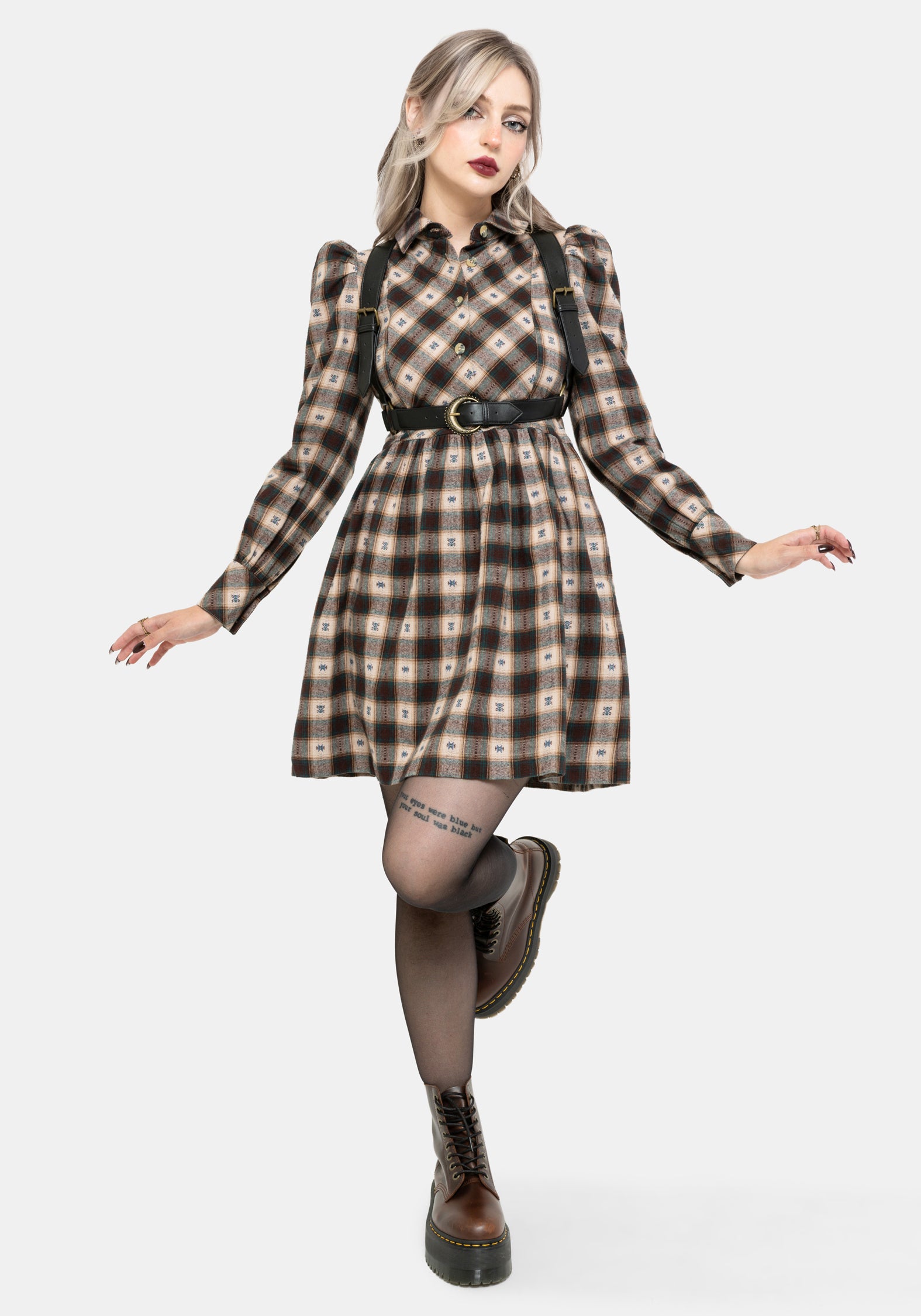 Emily Baumwolle Prüfen Mini Hemd Kleid