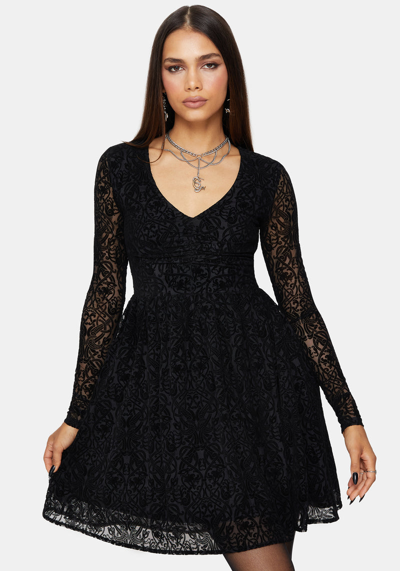 Disrupt Flocked Mesh Mini Dress