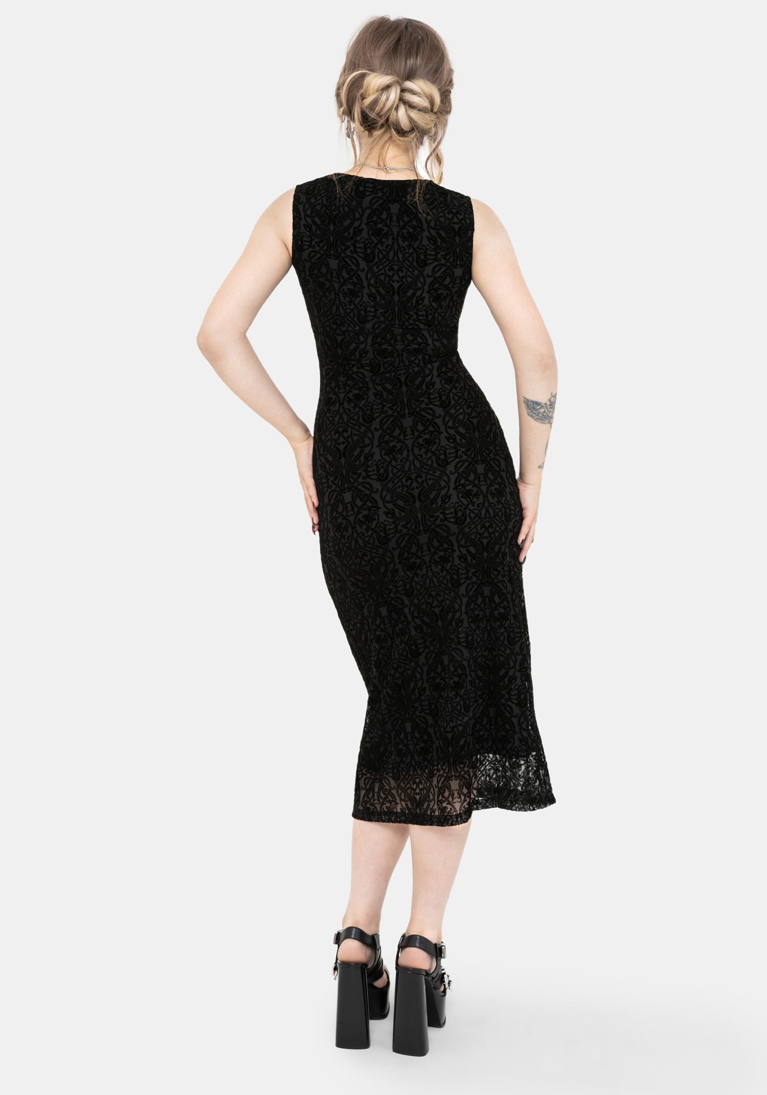 Disrupt Drache Beflockt Mesh Ärmellos Midi Kleid