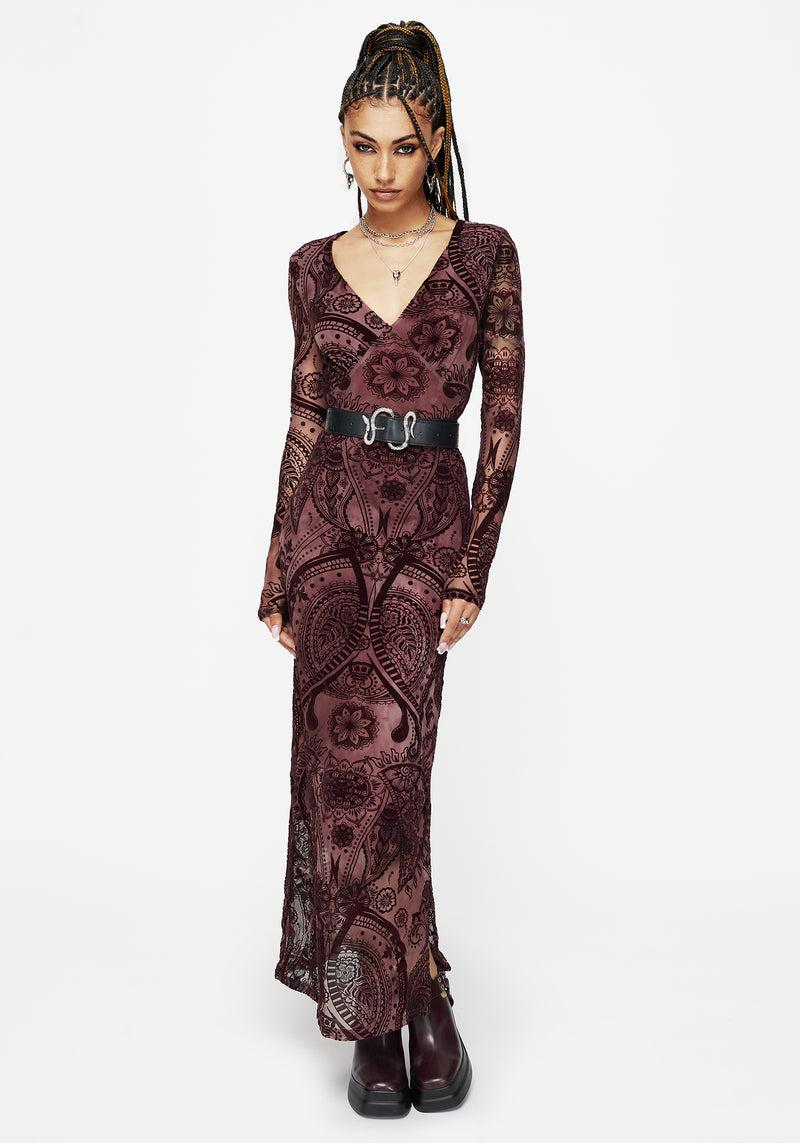 Loveday Paisley Printed Long Sleeve Midi Dress