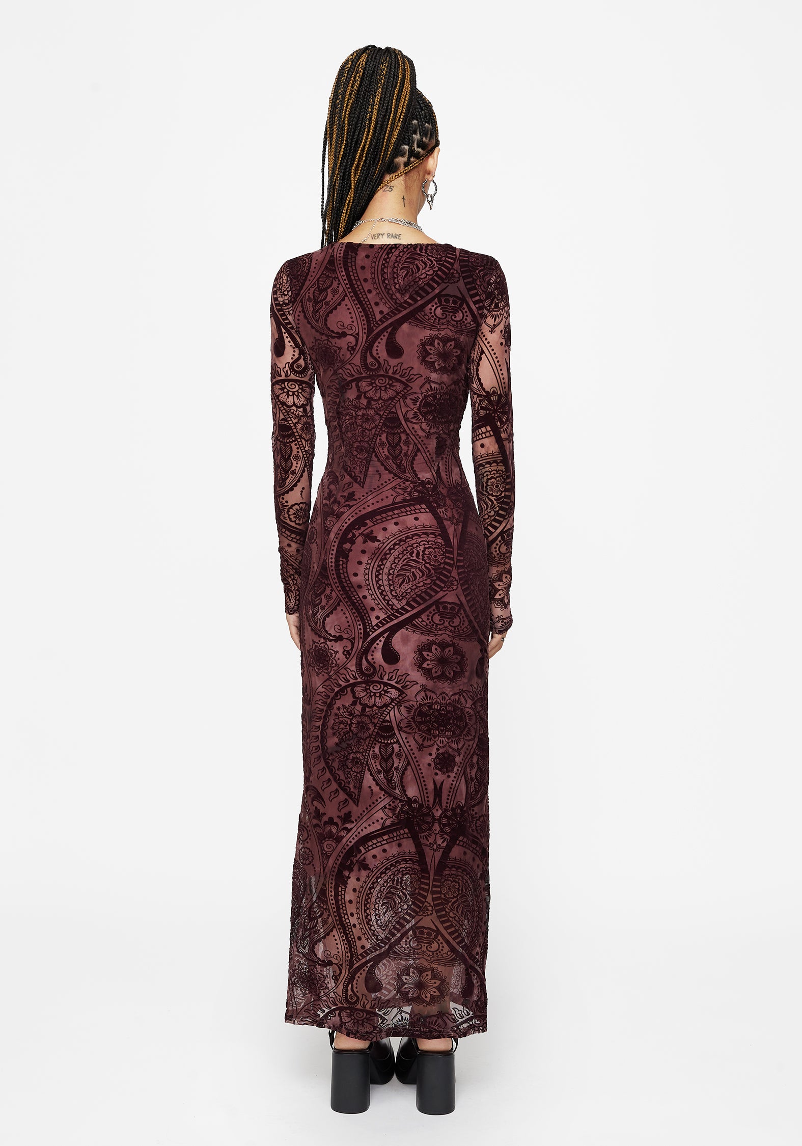 Loveday Paisley Bedruckt Lang Ärmel Midi Kleid