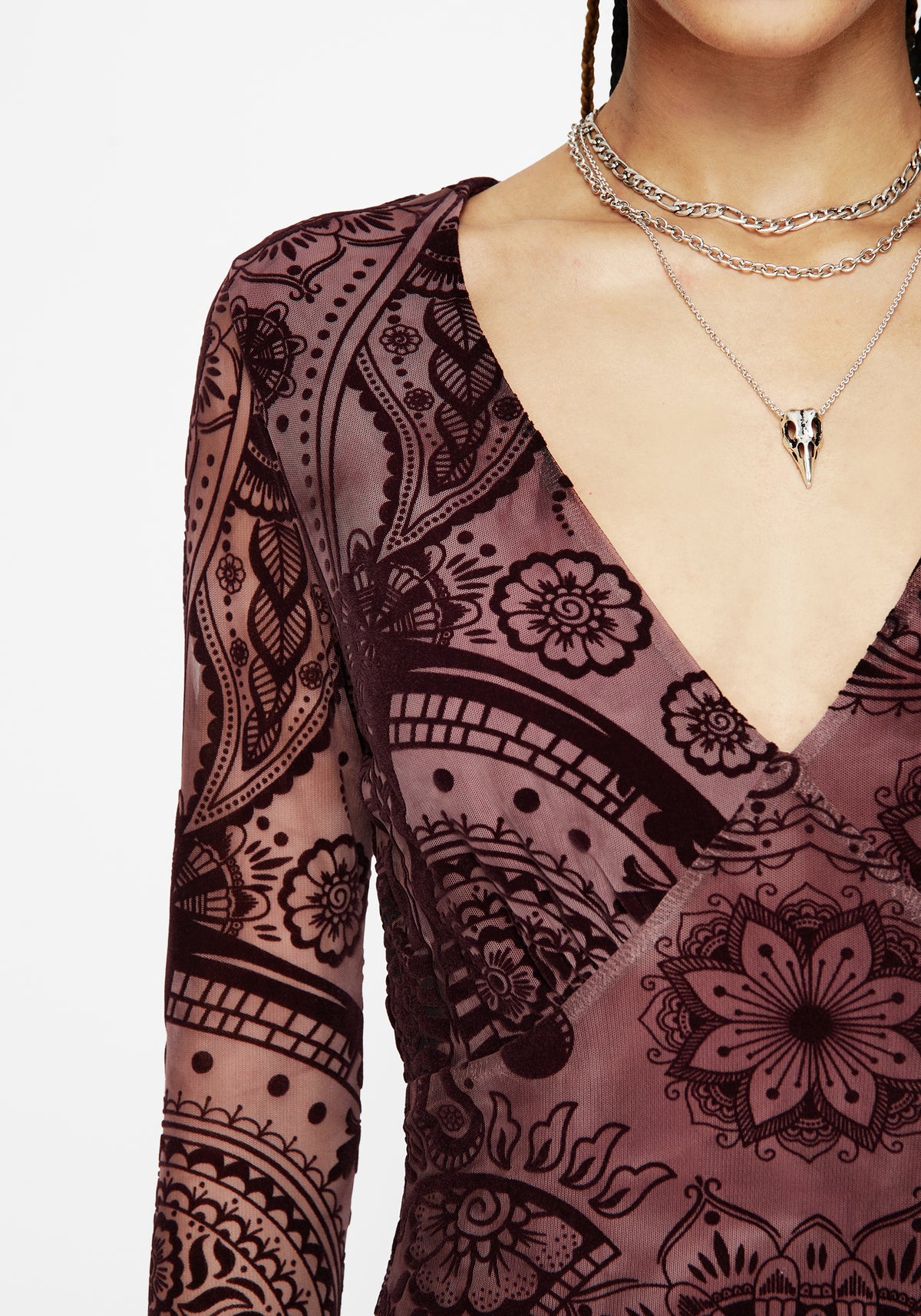 Loveday Paisley Bedruckt Lang Ärmel Midi Kleid