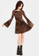 Serenade Lang Ärmel Blumenmuster Mini Kleid