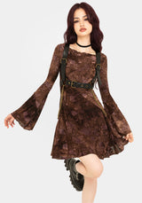 Serenade Lang Ärmel Blumenmuster Mini Kleid